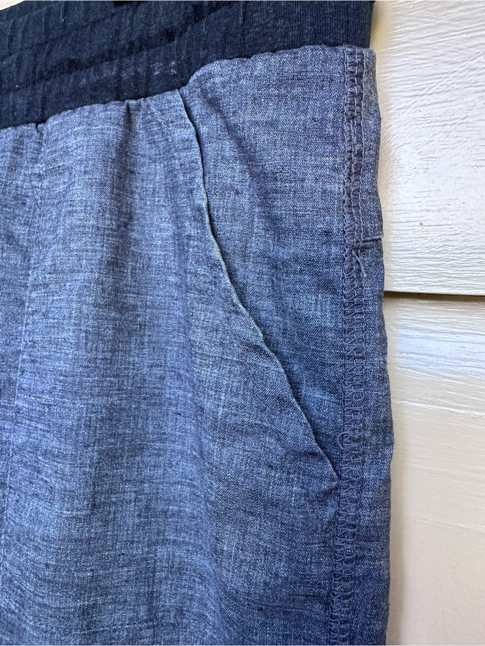 Prana Pants Size Medium Charcoal Grey Loose fit Wide Leg Elastic Pull on Hemp - Picture 2 of 6